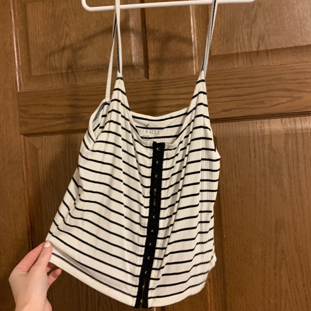 American Eagle black and white tank